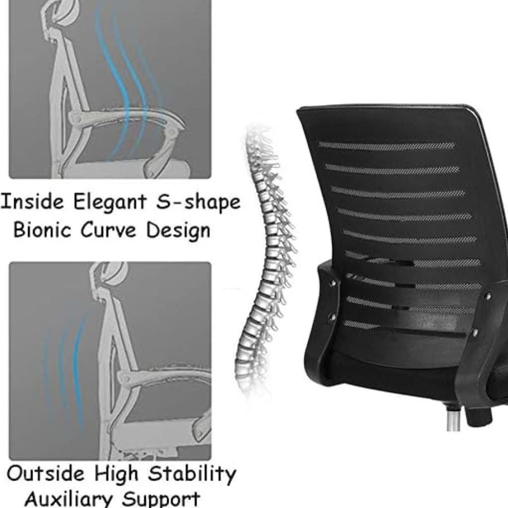 RSE Ergonomic Office Chair with Breathable Mesh Back, Adjustable Height and Smooth Rolling Wheels for Home Office, Study, Gaming and Workstation