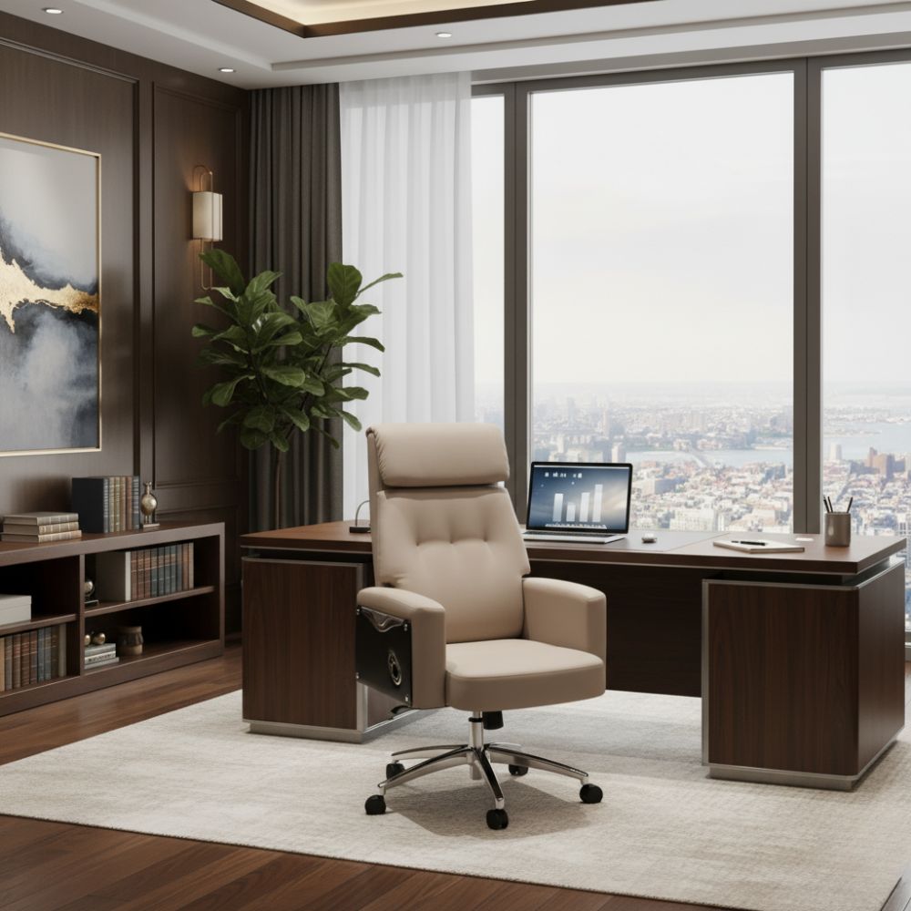 RSE Boss Chair with Recliner, Ergonomic Support, and Smooth Wheels – Stylish and Comfortable Boss Chair for Office, Conference, and Home Workspace