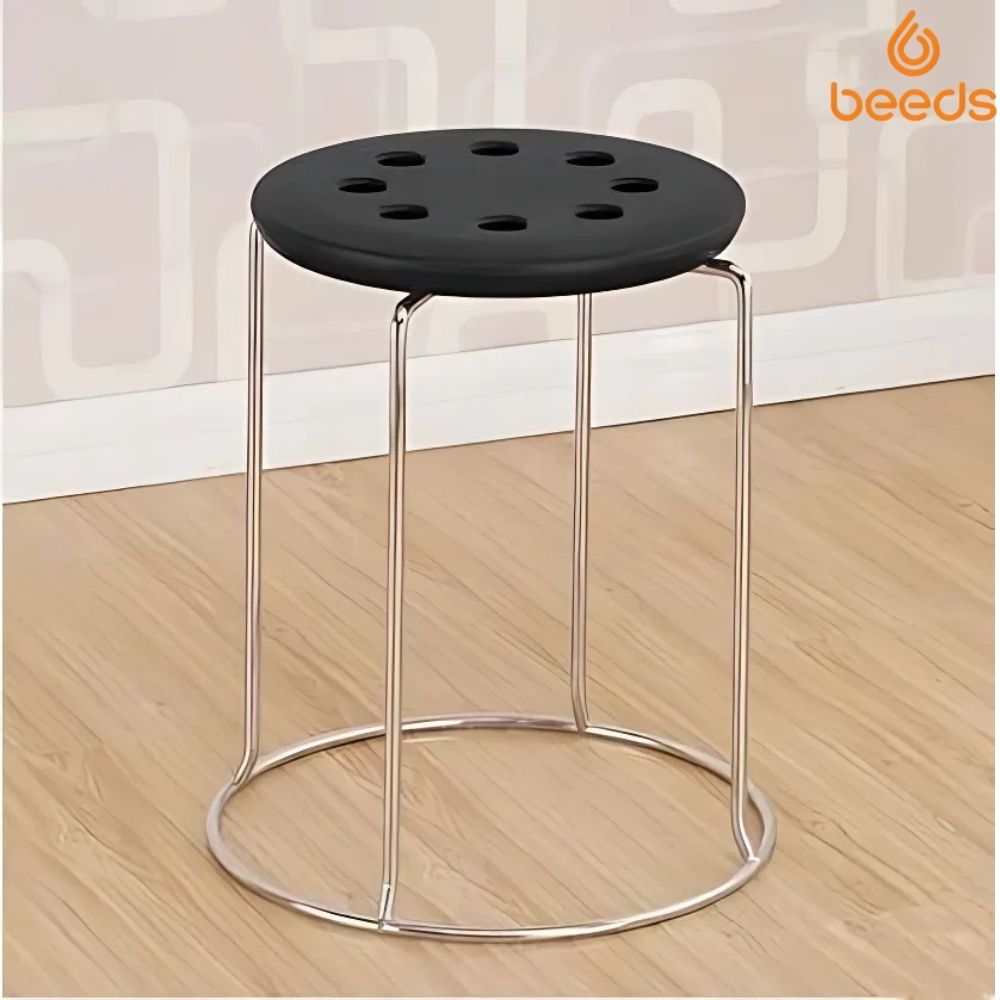 RSE Stackable Plastic Seat Stools with Metal Frame Multi-Color Lightweight Anti-Slip Design for Indoor, Outdoor, Kitchen, Classroom, Workshop or Play Area