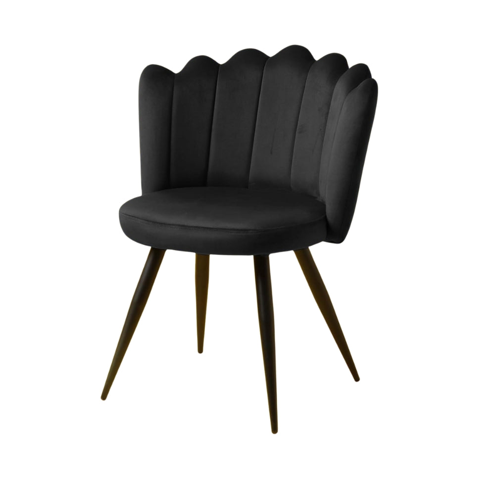 RSE Velvet Bar Chair with Shell Backrest, Cafe Accent Seating, Comfy Cushion, Black Legs, Elegant Design for Home & Restaurant