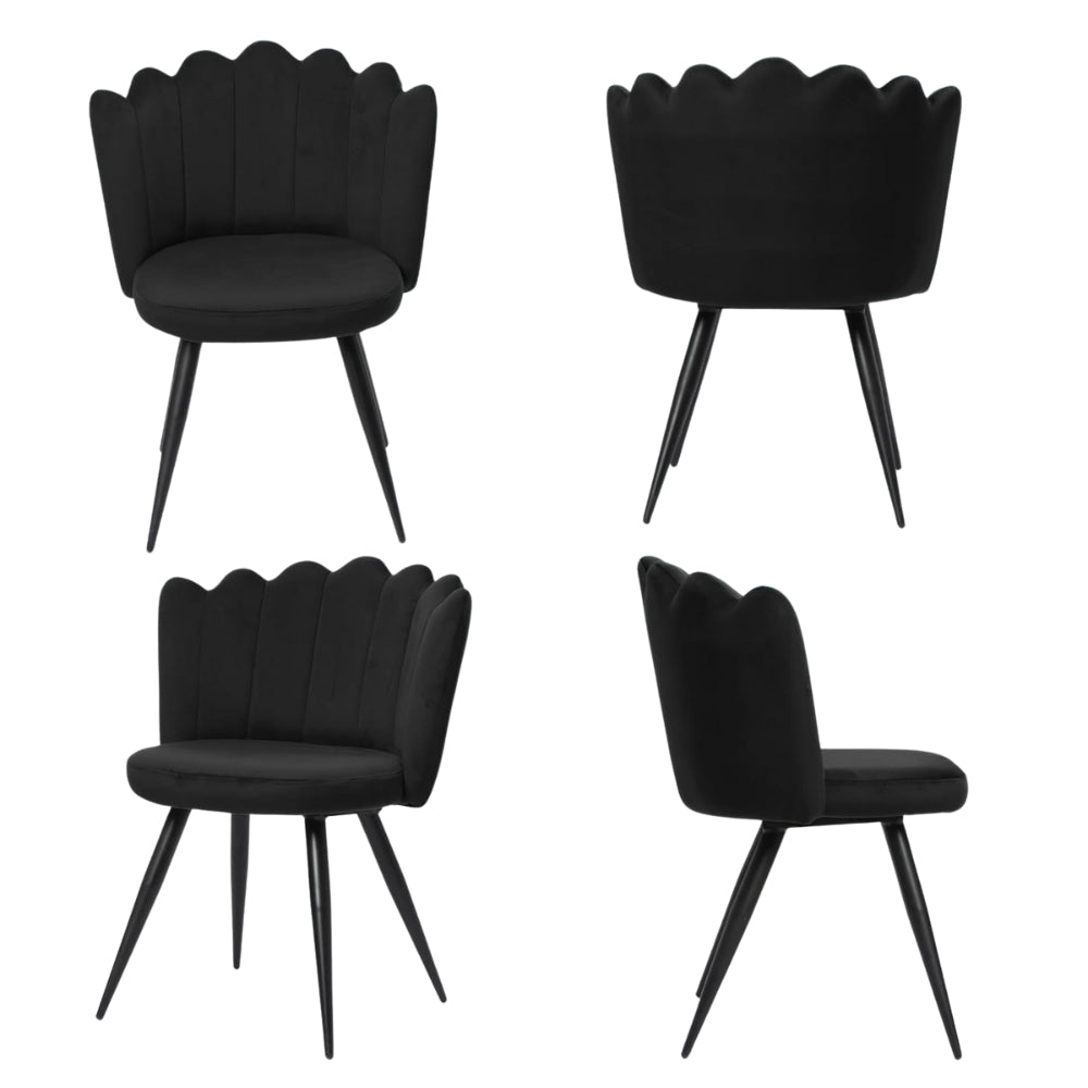 RSE Velvet Bar Chair with Shell Backrest, Cafe Accent Seating, Comfy Cushion, Black Legs, Elegant Design for Home & Restaurant