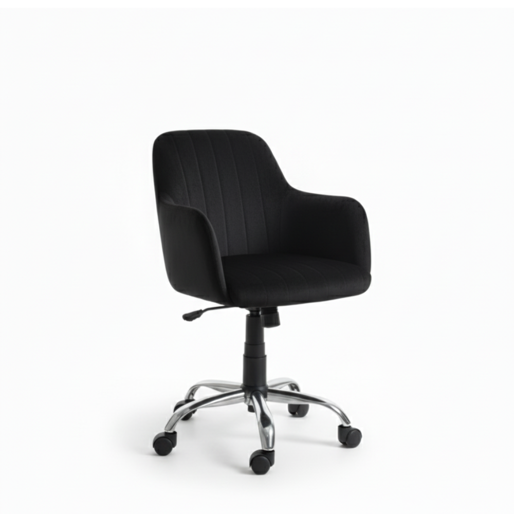 RSE Velvet Office & Cafe Chair with Wheels, Contoured Backrest, Modern Arm Design – Adjustable Rolling Chair for Dining, Workspace, Café