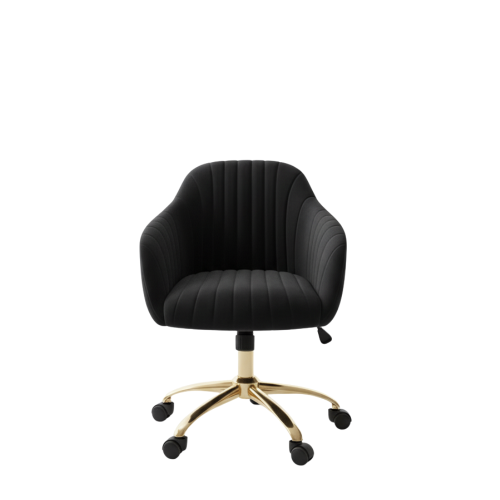 RSE Velvet Swivel Cafe Chair with Gold Base, Ergonomic Armrest, Modern Rolling Accent for Office, Study, Dining or Cafe