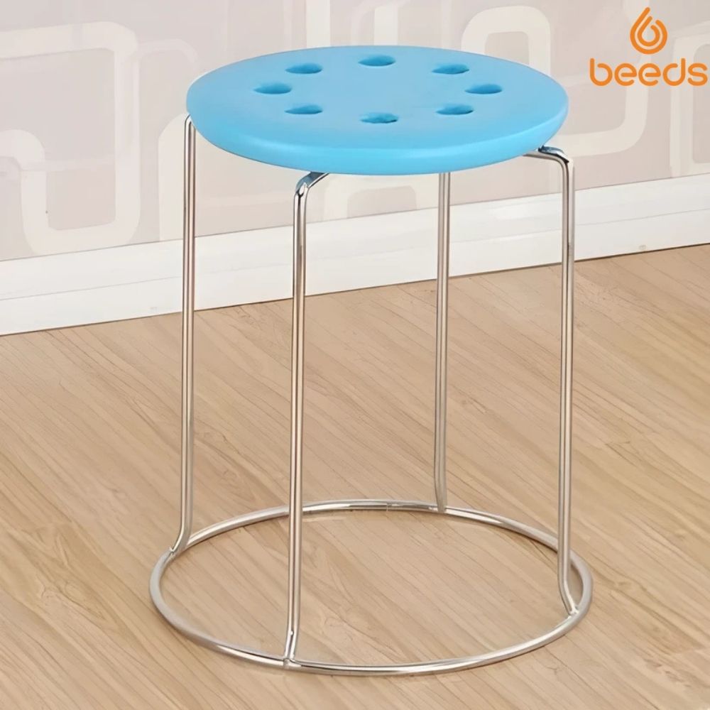 RSE Stackable Plastic Seat Stools with Metal Frame Multi-Color Lightweight Anti-Slip Design for Indoor, Outdoor, Kitchen, Classroom, Workshop or Play Area