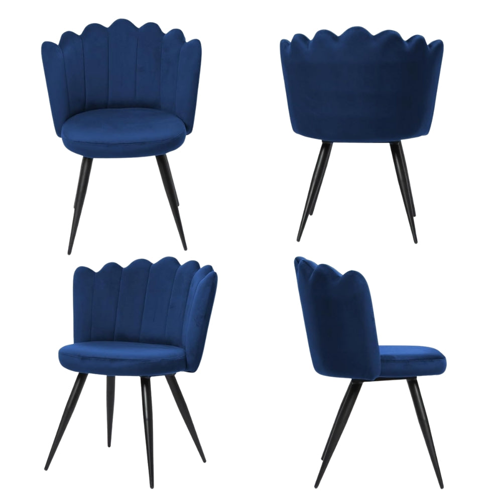 RSE Velvet Bar Chair with Shell Backrest, Cafe Accent Seating, Comfy Cushion, Black Legs, Elegant Design for Home & Restaurant