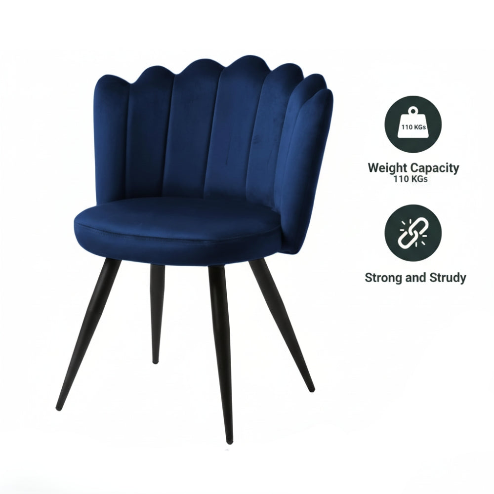 RSE Velvet Bar Chair with Shell Backrest, Cafe Accent Seating, Comfy Cushion, Black Legs, Elegant Design for Home & Restaurant