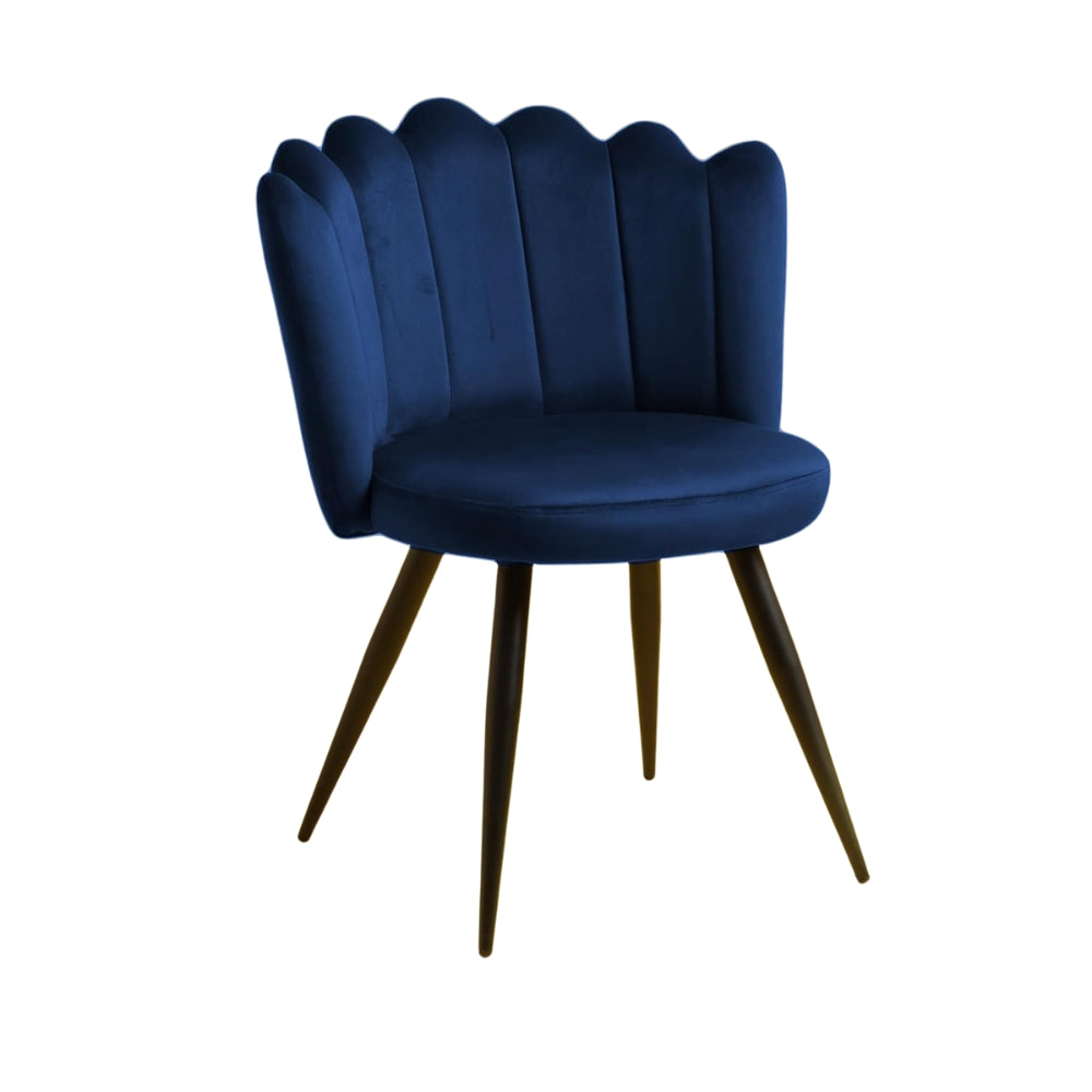 RSE Velvet Bar Chair with Shell Backrest, Cafe Accent Seating, Comfy Cushion, Black Legs, Elegant Design for Home & Restaurant