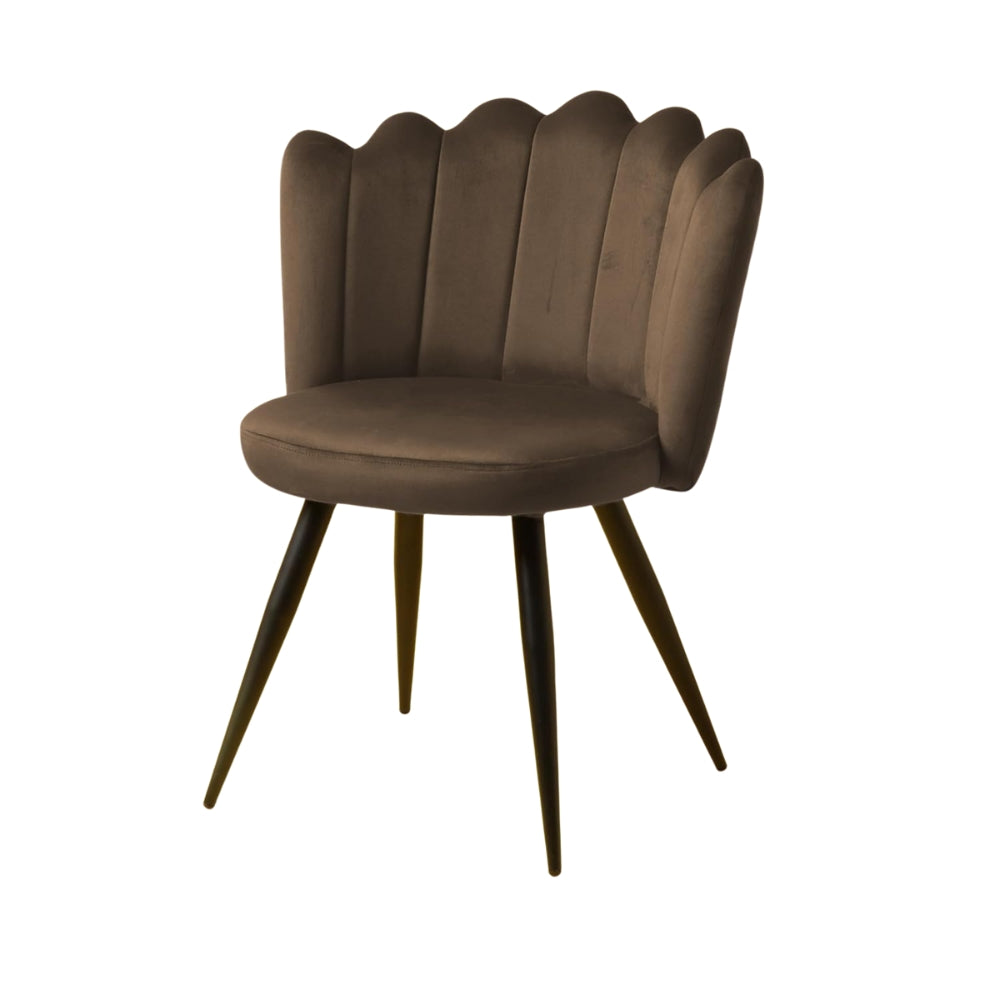 RSE Velvet Bar Chair with Shell Backrest, Cafe Accent Seating, Comfy Cushion, Black Legs, Elegant Design for Home & Restaurant