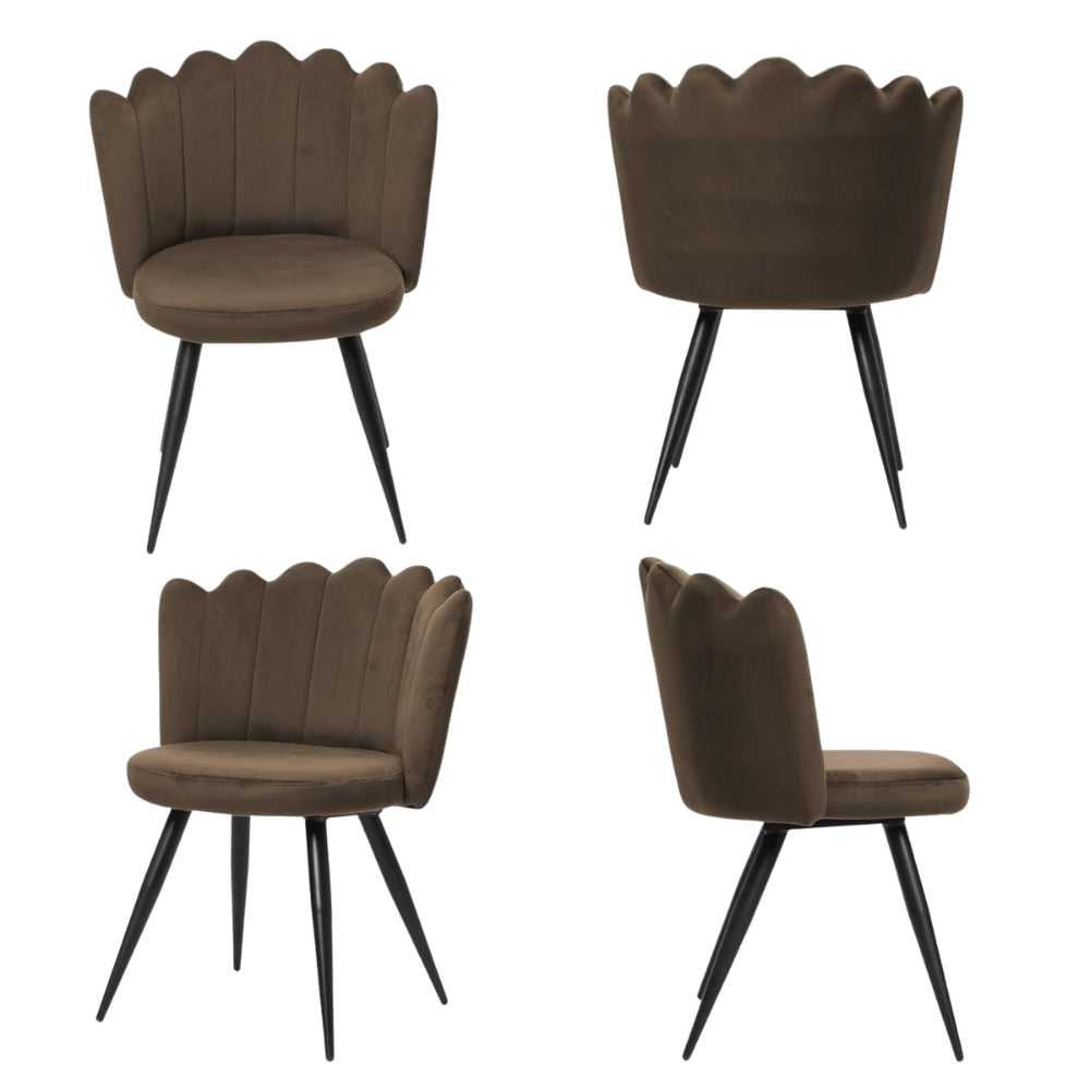 RSE Velvet Bar Chair with Shell Backrest, Cafe Accent Seating, Comfy Cushion, Black Legs, Elegant Design for Home & Restaurant