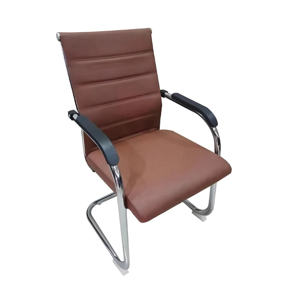 RSE PU Leather Office Visitor Chair – Padded Seat & Armrest, Chrome Frame, Ergonomic Design for Office, Conference & Reception Area