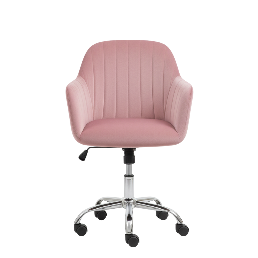 RSE Velvet Office & Cafe Chair with Wheels, Contoured Backrest, Modern Arm Design – Adjustable Rolling Chair for Dining, Workspace, Café