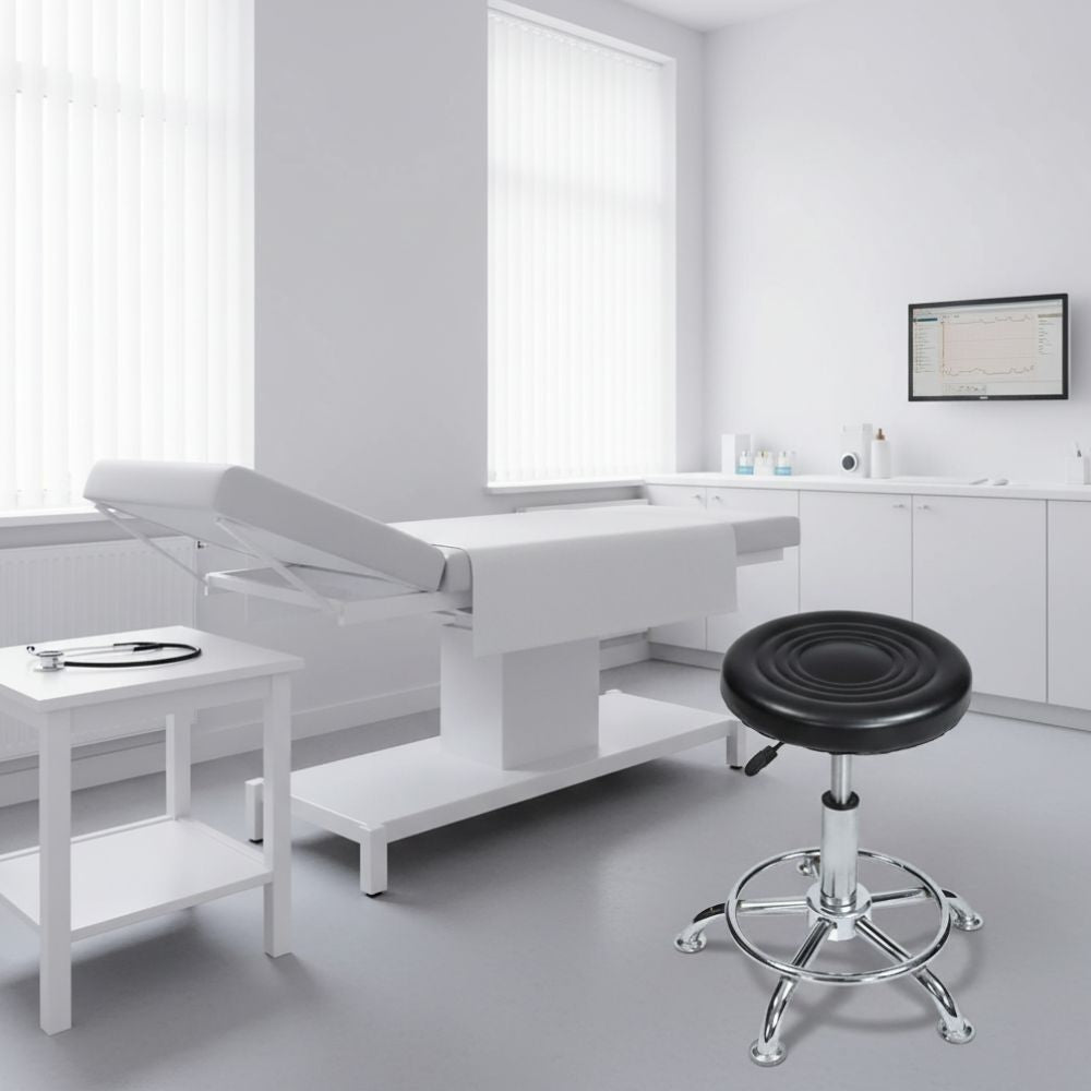 Beeds Adjustable Medical Dr. Stool with Round Cushion Comfortable Swivel Seat Lightweight Steel Base Ergonomic Design Ideal for Clinics and Labs