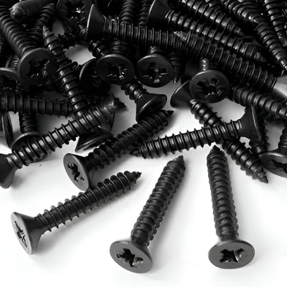 BEEDS Heavy-Duty Black Phosphate Drywall Screws 6 no. Coarse Thread, Bugle Head, Self-Tapping Fasteners for Gypsum Board & Wood Per Kg