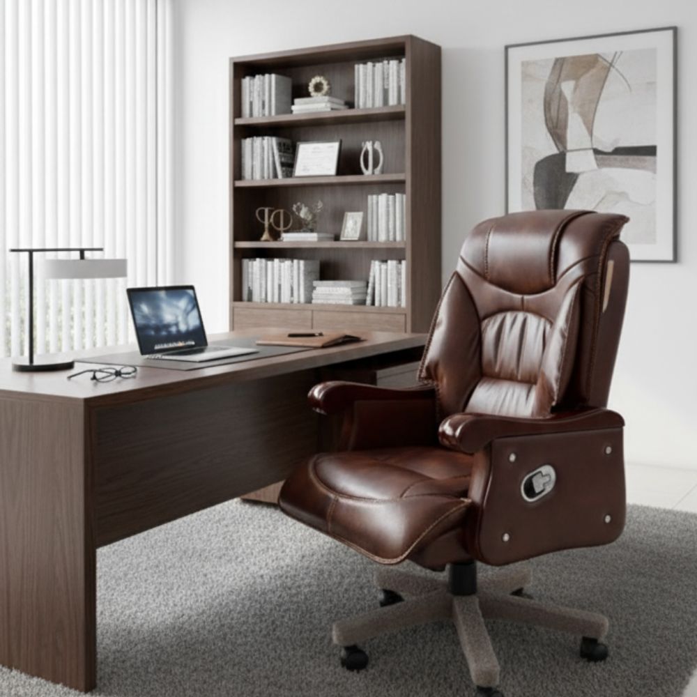 Beeds F117 Boss Chair Ergonomic High Back Office Chair with Padded Seat Adjustable Tilt and Smooth Rolling Wheels for Comfortable Professional Workspaces