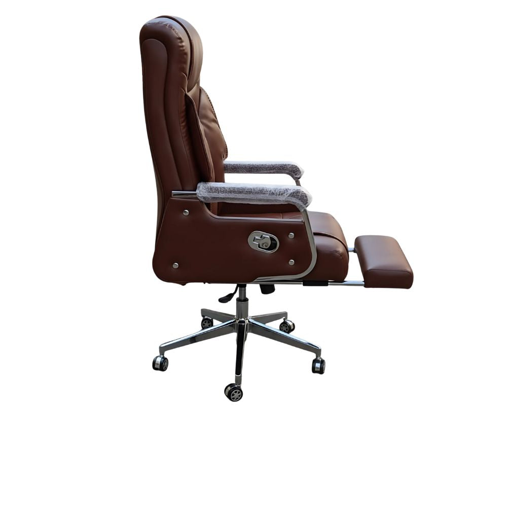 RSE Boss Chair Premium Office Chair with Adjustable Recline, Wooden Armrests, Padded Cushion, and Smooth Rolling Wheels