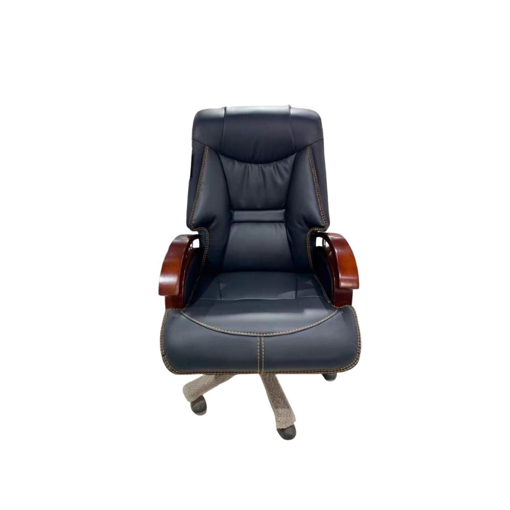 RSE Boss Chair Ergonomic Office Chair with High Back Support, Wooden Armrests, Reclining Tilt Function, Cushioned Comfort, Rolling Wheels