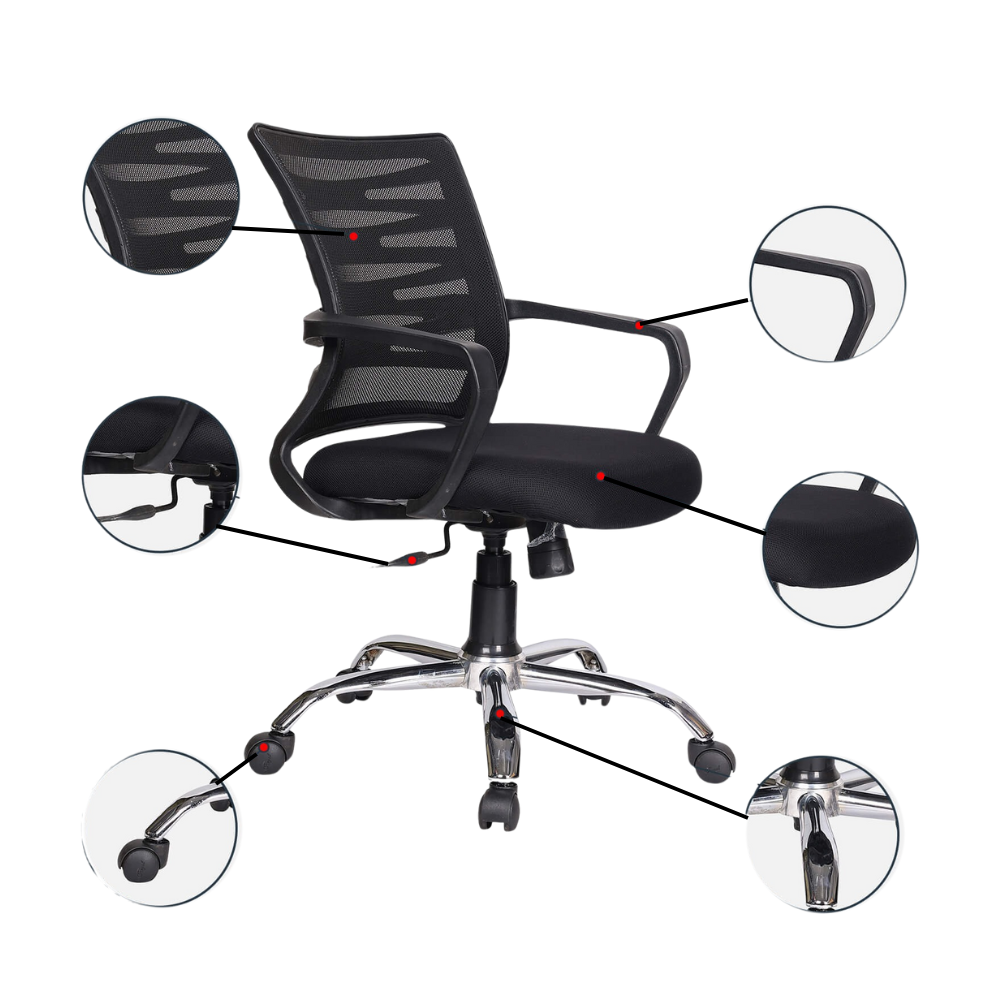 RSE Zig Zag Office Chair with Ergonomic Mesh Back, Adjustable Height, Comfortable Seating, Smooth Castors for Work Study Gaming, Stylish and Supportive Design