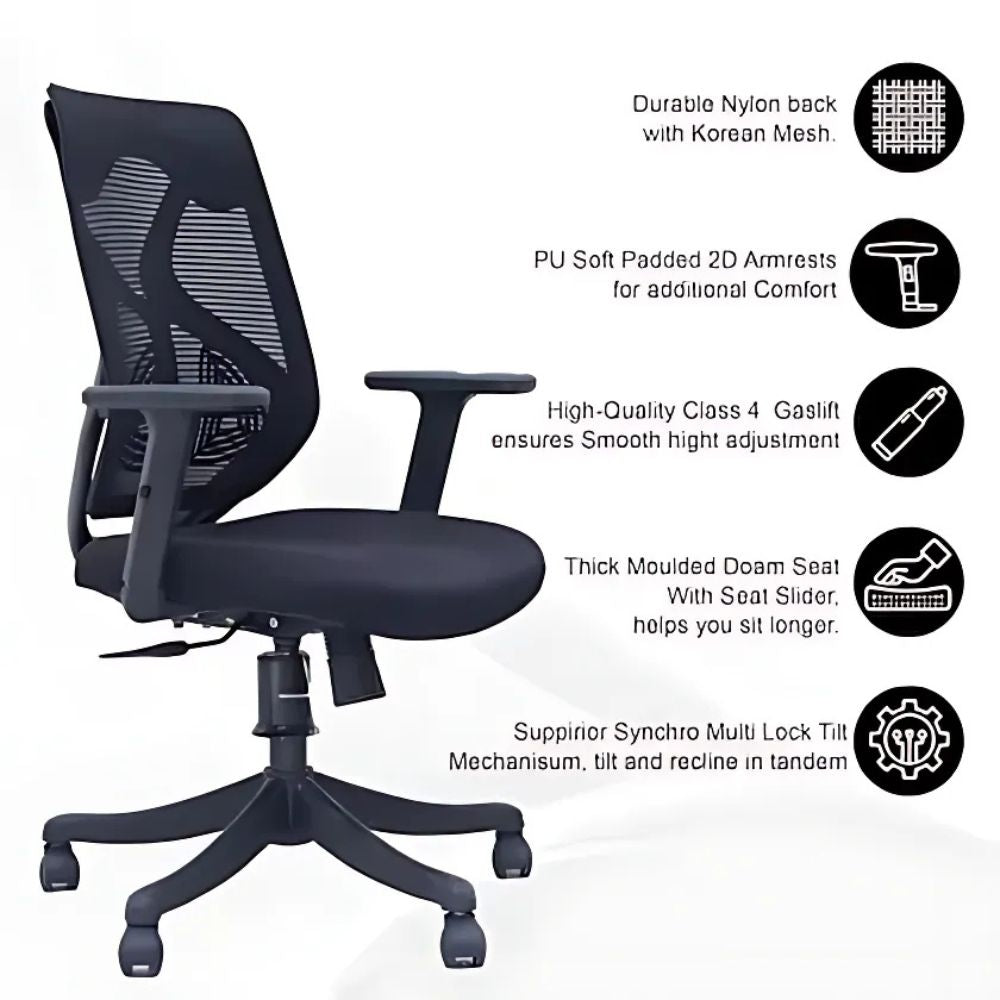 RSE Office Chair with Ergonomic Mesh Back, Adjustable Height, Fixed or Adjustable Handles, Breathable Support for Work, Study, Gaming