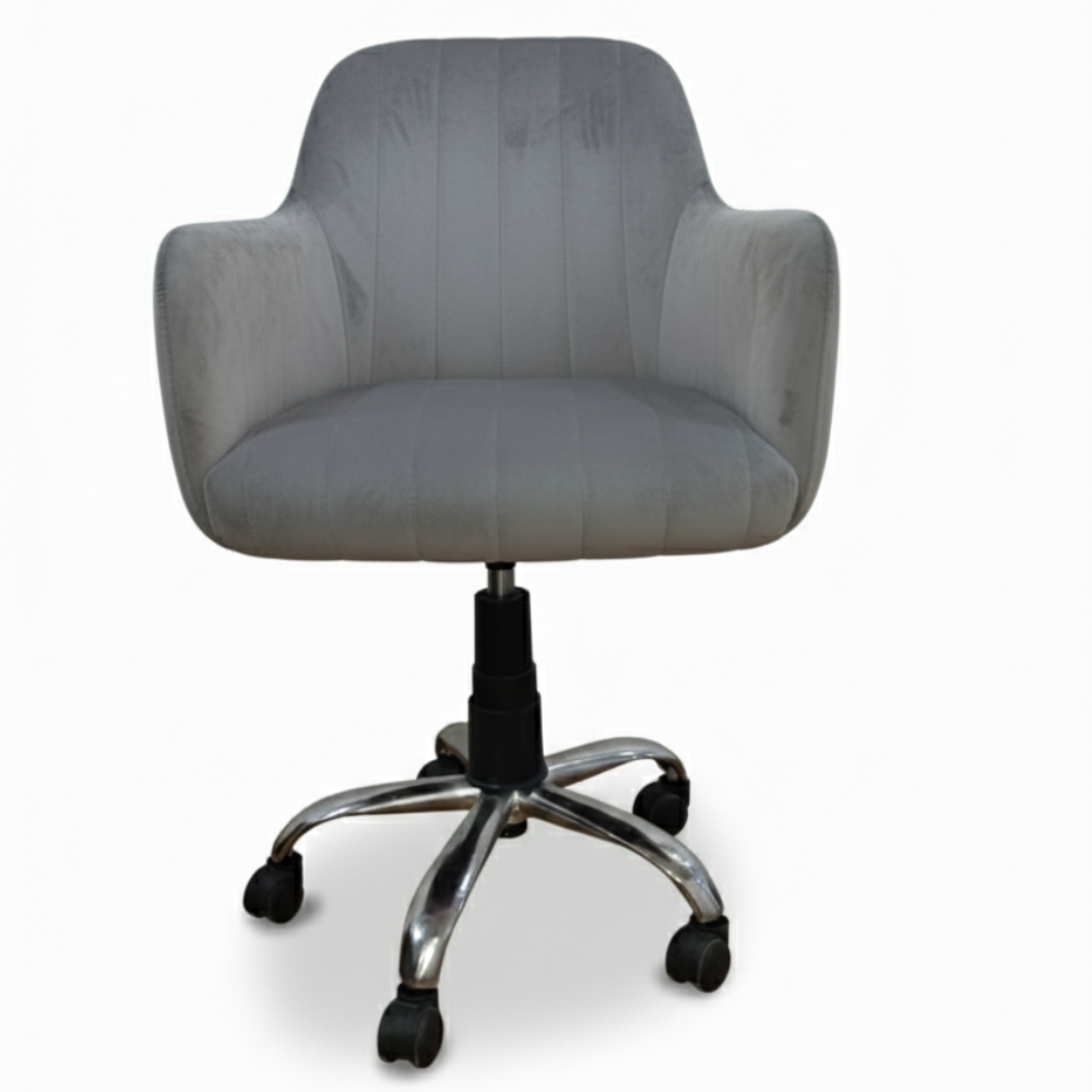 RSE Velvet Office & Cafe Chair with Wheels, Contoured Backrest, Modern Arm Design – Adjustable Rolling Chair for Dining, Workspace, Café