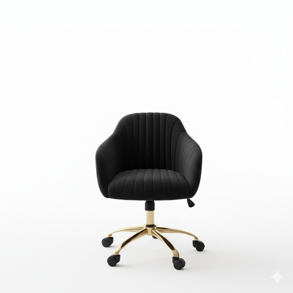 RSE Velvet Swivel Cafe Chair with Gold Base, Ergonomic Armrest, Modern Rolling Accent for Office, Study, Dining or Cafe