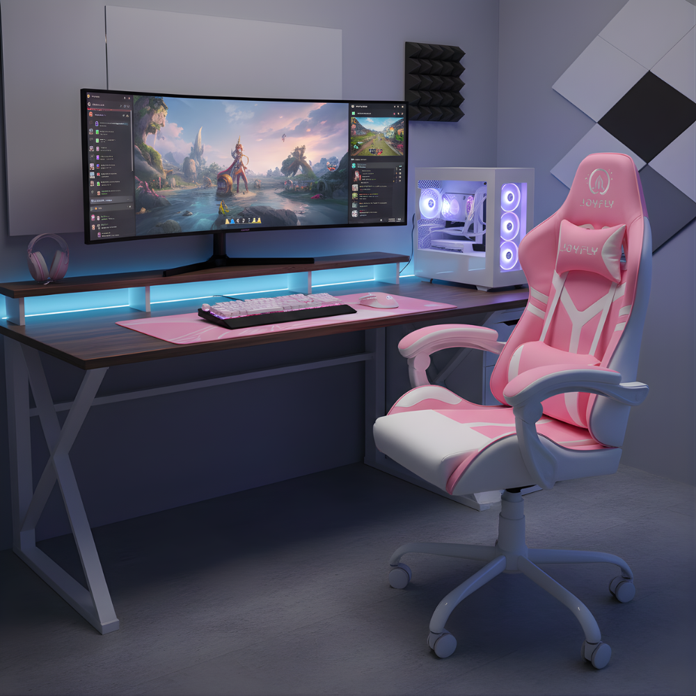 RSE High Back Reclining Gaming Chair with Footrest for PC & Office, Ergonomic Racer Style Computer Chair with Lumbar Support