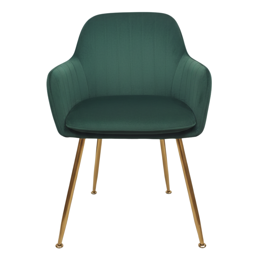 RSE Velvet Cafe Chair with Gold Metal Legs, Modern Armrest, Comfortable Seating for Dining Room, Cafes & Living Spaces