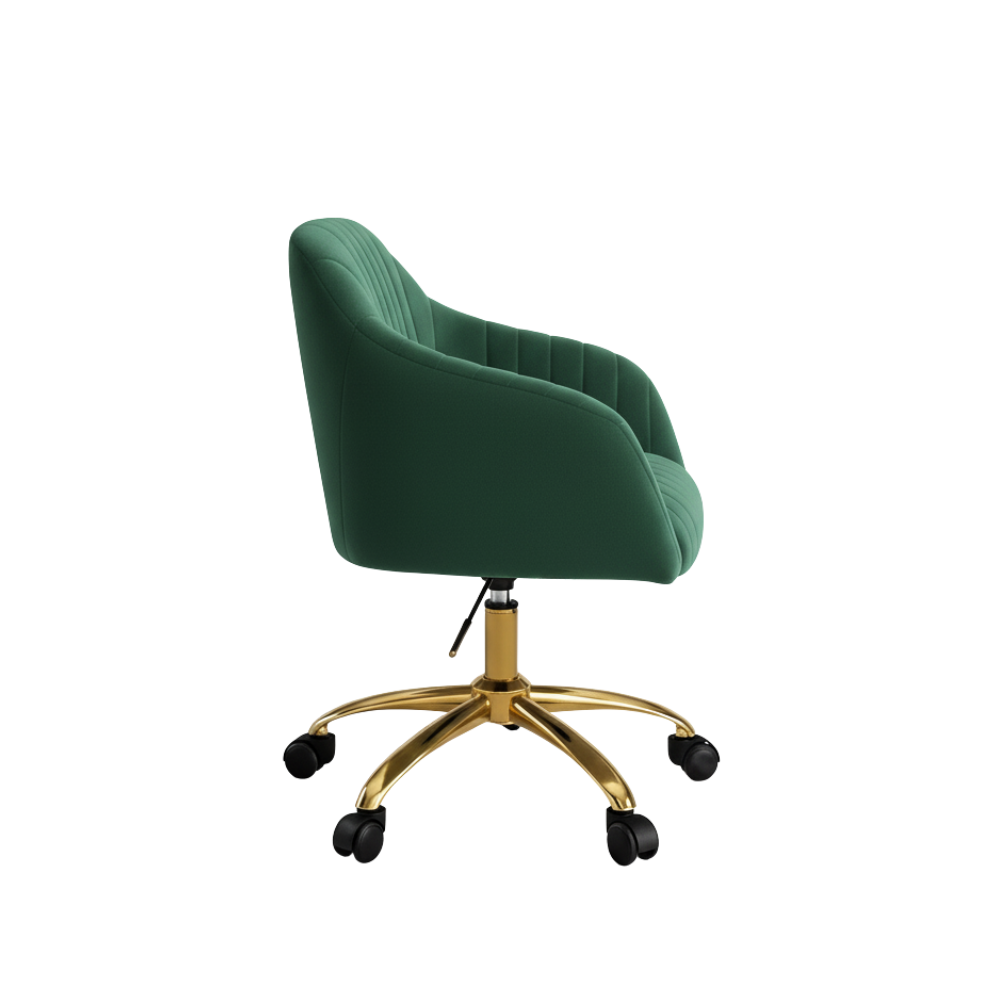 RSE Velvet Swivel Cafe Chair with Gold Base, Ergonomic Armrest, Modern Rolling Accent for Office, Study, Dining or Cafe