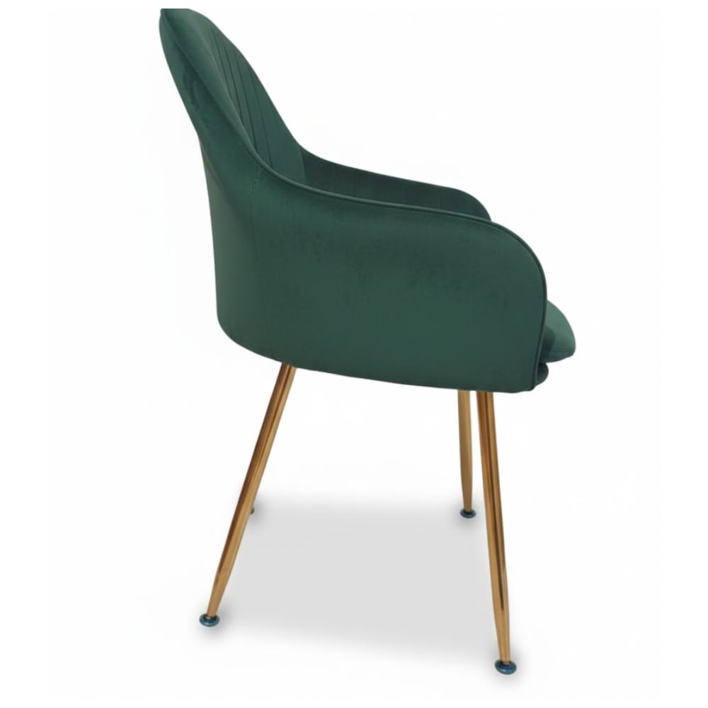 RSE Velvet Cafe Chair with Gold Metal Legs, Modern Armrest, Comfortable Seating for Dining Room, Cafes & Living Spaces