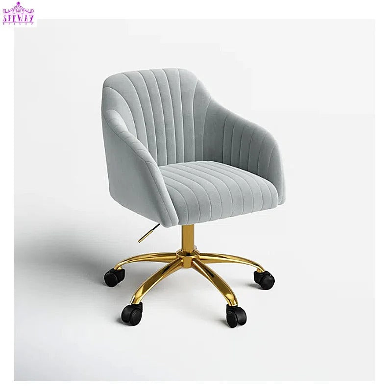 RSE Velvet Swivel Cafe Chair with Gold Base, Ergonomic Armrest, Modern Rolling Accent for Office, Study, Dining or Cafe