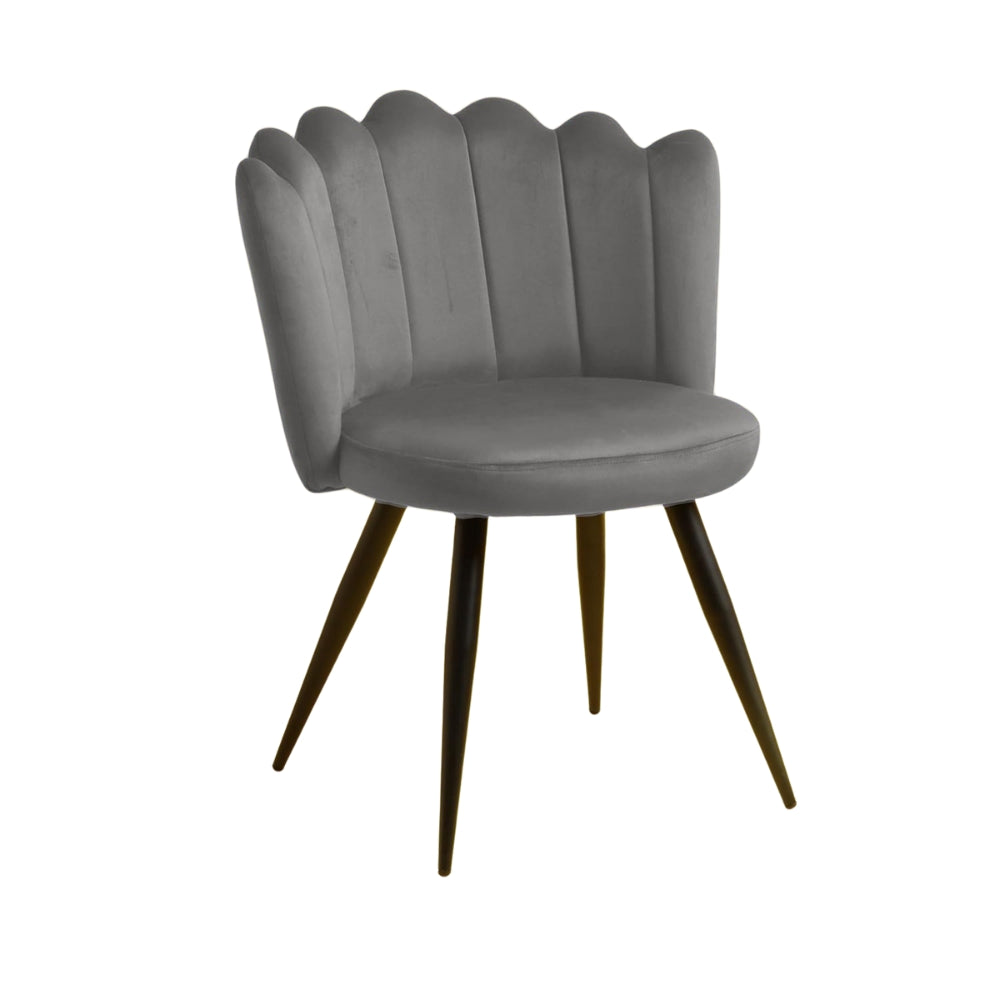RSE Velvet Bar Chair with Shell Backrest, Cafe Accent Seating, Comfy Cushion, Black Legs, Elegant Design for Home & Restaurant