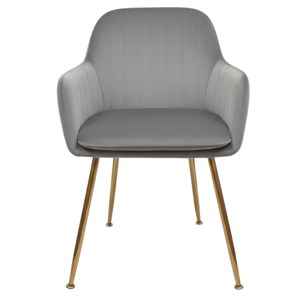 RSE Velvet Cafe Chair with Gold Metal Legs, Modern Armrest, Comfortable Seating for Dining Room, Cafes & Living Spaces
