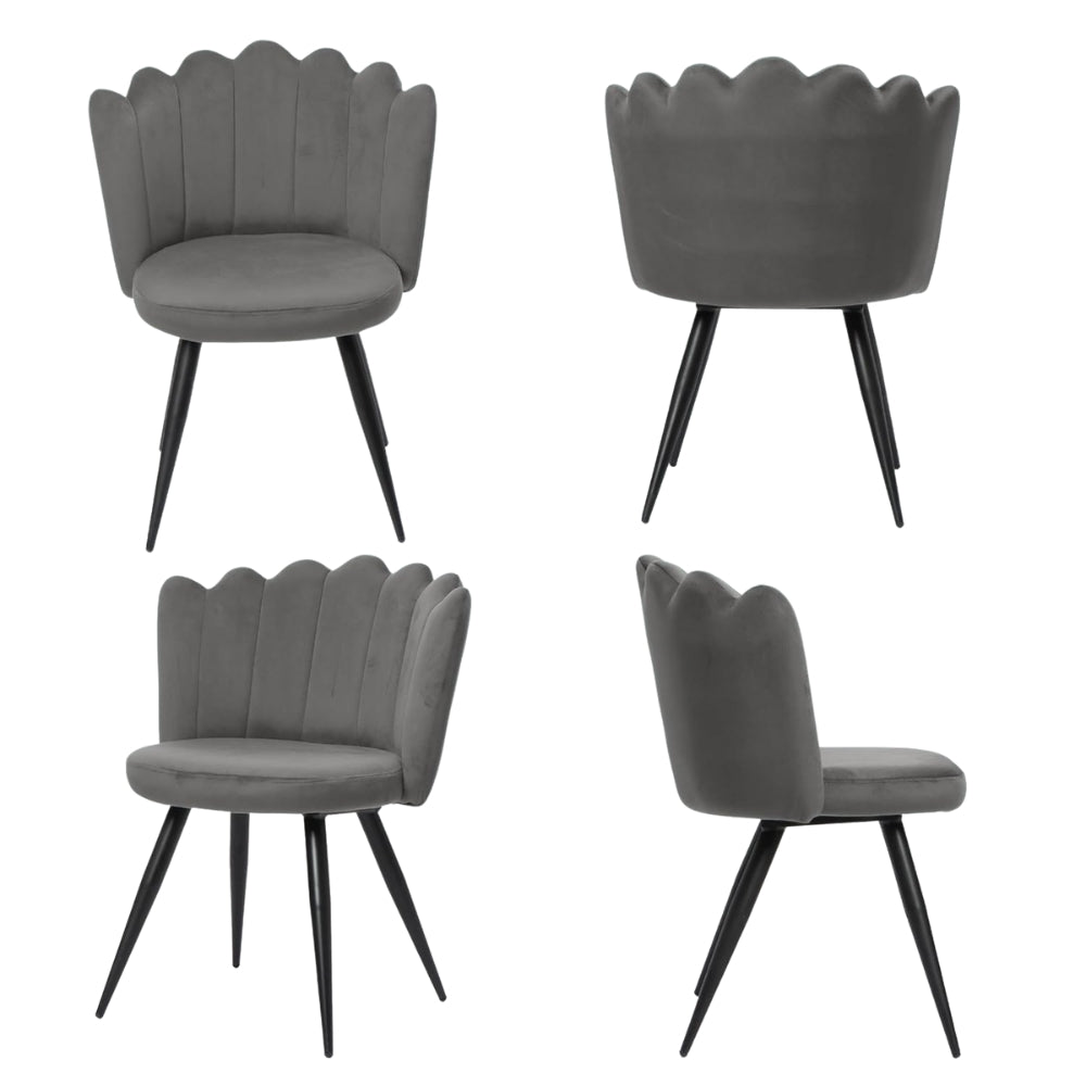 RSE Velvet Bar Chair with Shell Backrest, Cafe Accent Seating, Comfy Cushion, Black Legs, Elegant Design for Home & Restaurant