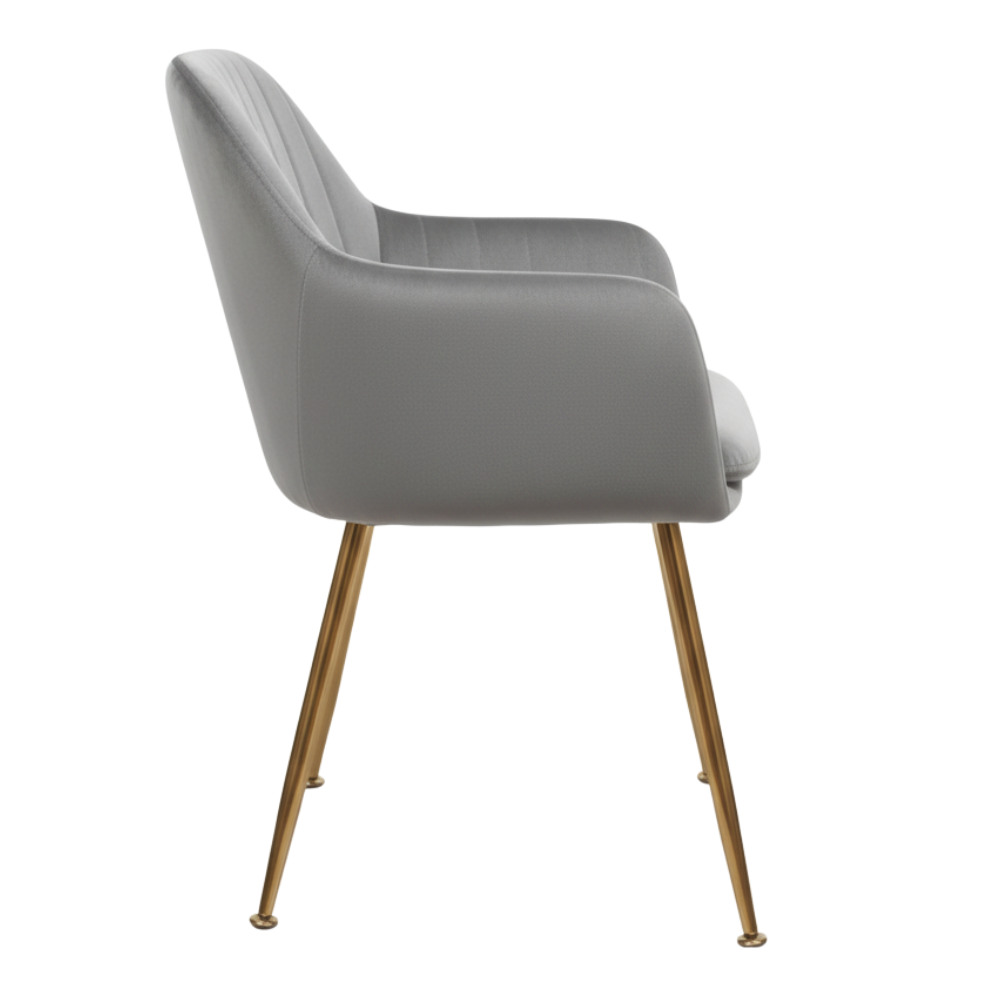 RSE Velvet Cafe Chair with Gold Metal Legs, Modern Armrest, Comfortable Seating for Dining Room, Cafes & Living Spaces