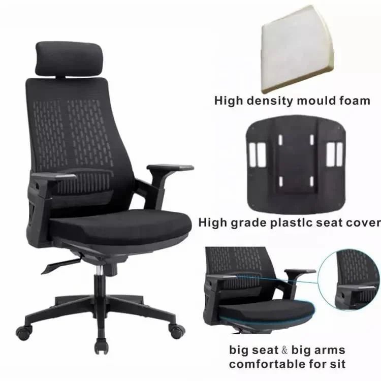 RSE Ergonomic Office Chair with Adjustable Headrest Breathable Mesh Back High Resilience Cushion Comfortable Desk Chair for Office Home Workstation