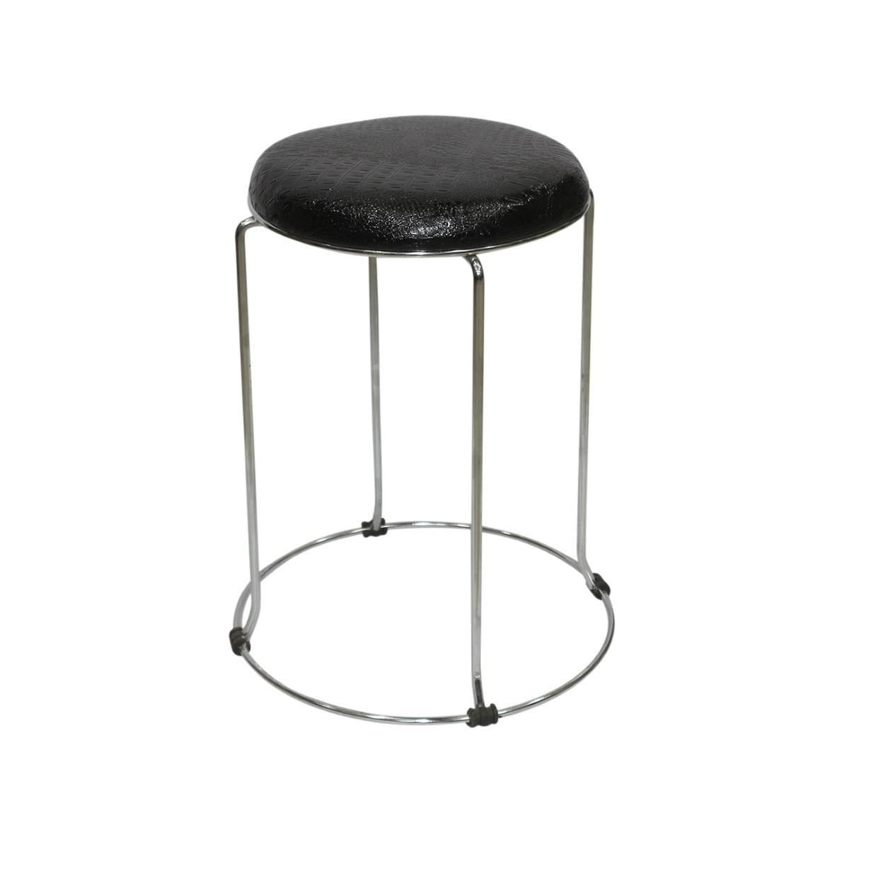 RSE PU Seat Metal Frame Stool Round Compact Lightweight Design with Anti-Rust Finish for Kitchen, Salon, Workshop, Office or Casual Indoor Seating