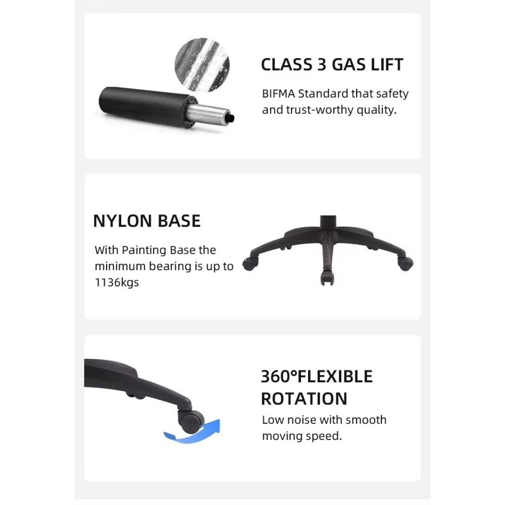 RSE M36 Adjustable Office Chair with Smooth Casters Ergonomic Mesh Back Comfortable Seat Armrest Modern Design Lightweight Desk Seating for Workspaces