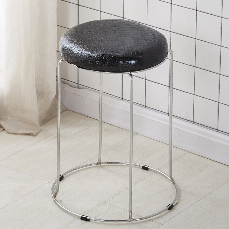 RSE PU Seat Metal Frame Stool Round Compact Lightweight Design with Anti-Rust Finish for Kitchen, Salon, Workshop, Office or Casual Indoor Seating