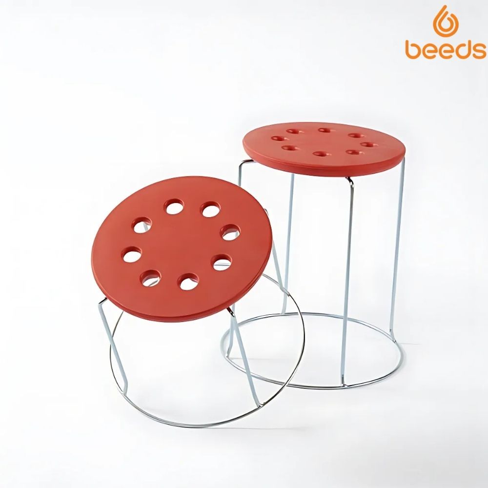 RSE Stackable Plastic Seat Stools with Metal Frame Multi-Color Lightweight Anti-Slip Design for Indoor, Outdoor, Kitchen, Classroom, Workshop or Play Area