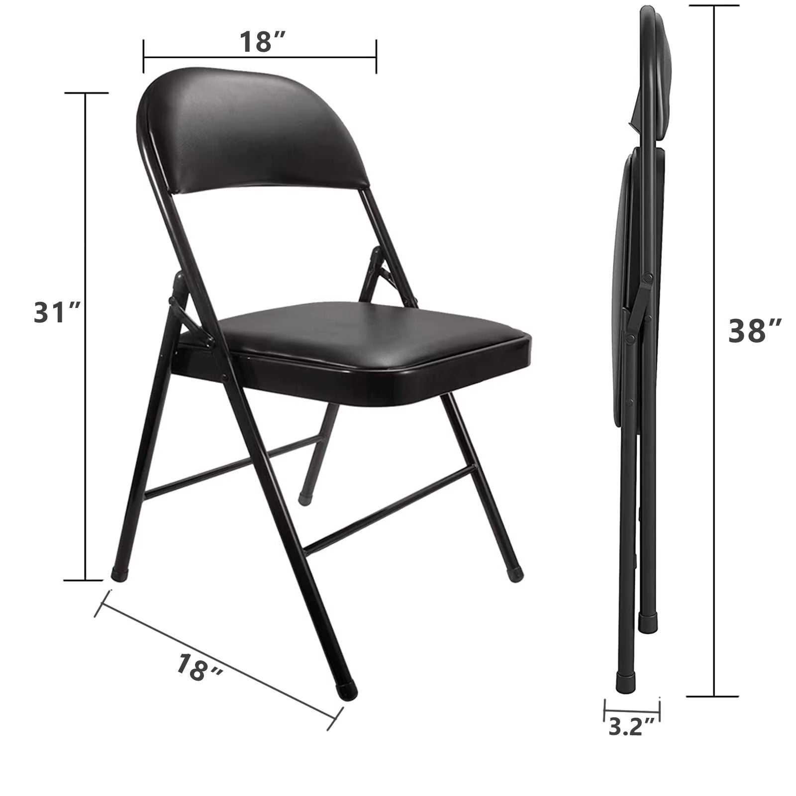 RSE Padded Folding Chair for Home & Office, Portable & Multipurpose Chair with Sturdy Metal Frame for Extra Seating