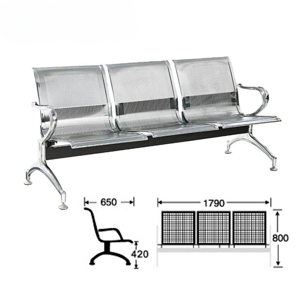 RSE Waiting Chair Three Seater Comfortable Seating with Arm Support Durable Design Suitable for Office Clinic Airport Reception Area