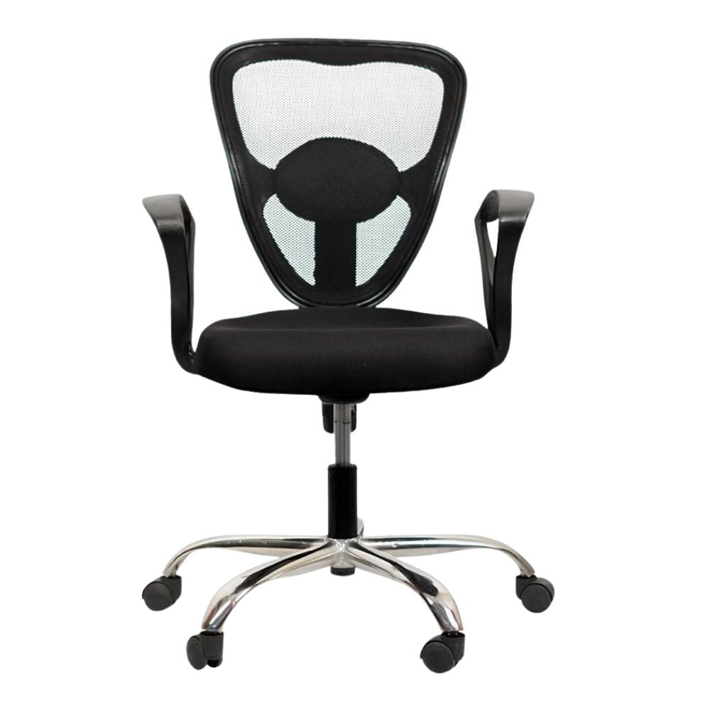 RSE Pan Back Office Chair, Ergonomic Mesh Design, Adjustable Height, Fixed & Adjustable Handle Options, Smooth Wheels, Black, Comfortable Seating