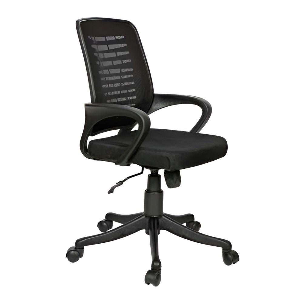 RSE Office Chair with Mesh Back, Adjustable Height, Comfortable Seat, Smooth Castors, Ergonomic Design for Work Study Gaming, Stylish Black Finish