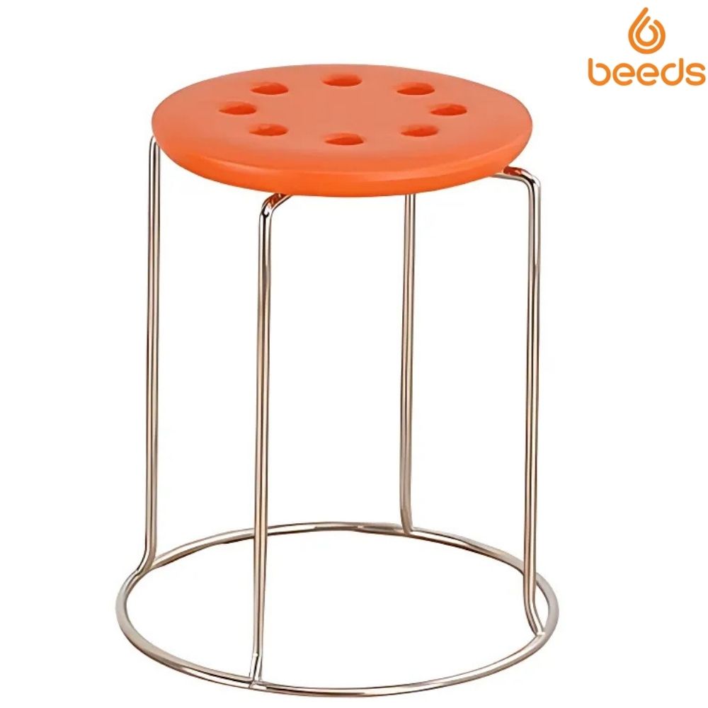 RSE Stackable Plastic Seat Stools with Metal Frame Multi-Color Lightweight Anti-Slip Design for Indoor, Outdoor, Kitchen, Classroom, Workshop or Play Area