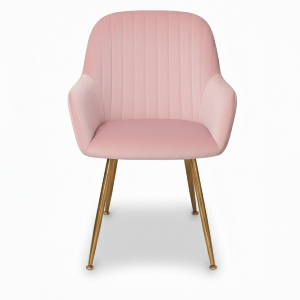 RSE Velvet Cafe Chair with Gold Metal Legs, Modern Armrest, Comfortable Seating for Dining Room, Cafes & Living Spaces