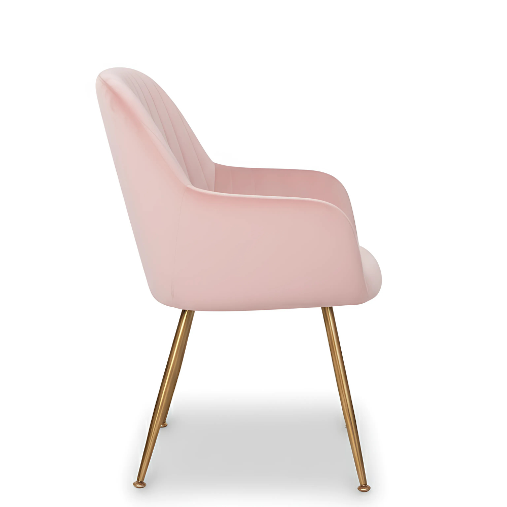 RSE Velvet Cafe Chair with Gold Metal Legs, Modern Armrest, Comfortable Seating for Dining Room, Cafes & Living Spaces