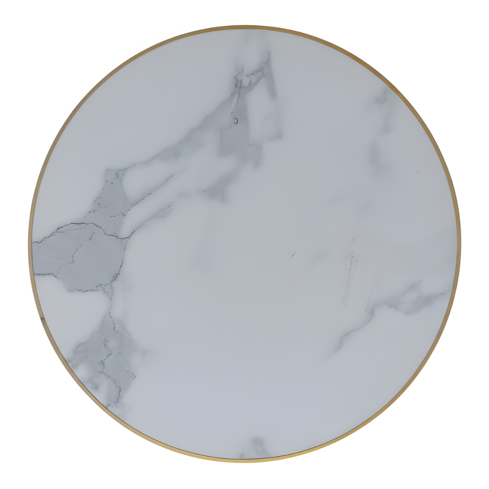 RSE 2-Tier Side Table with PVC Top and MDF Board Shelf, Modern Round Design for Living Room, Bedroom & Office