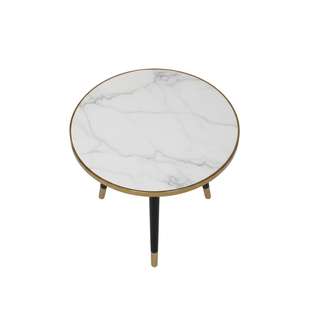 RSE Side Table with PVC Top and MDF Board Base, Modern Lightweight Accent Table for Living Room, Bedroom & Office