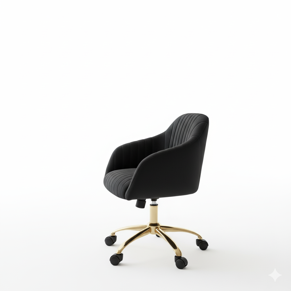 RSE Velvet Swivel Cafe Chair with Gold Base, Ergonomic Armrest, Modern Rolling Accent for Office, Study, Dining or Cafe