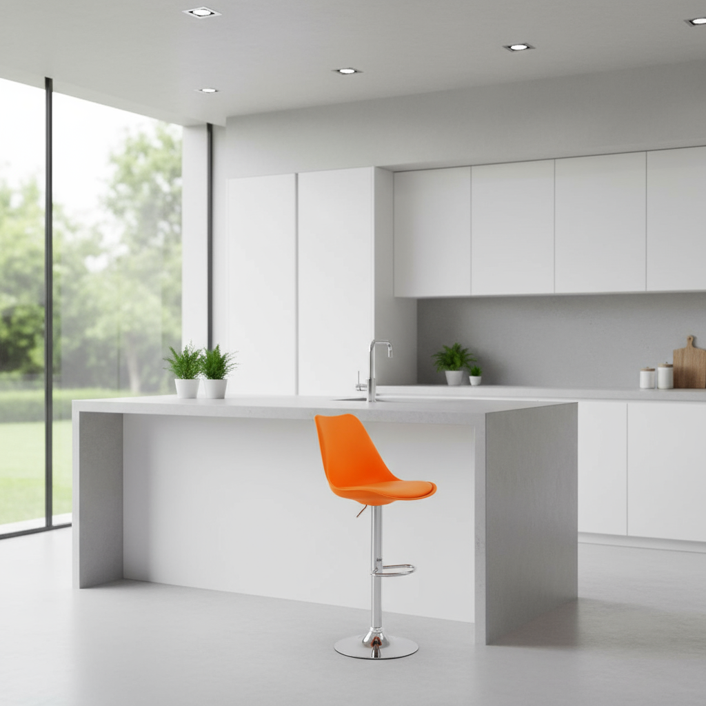 RSE Rapid Bar Stool Adjustable Height with Footrest, Modern Design, Smooth Chrome Base, Comfortable Seat, Perfect for Kitchen, Home, and Commercial Use