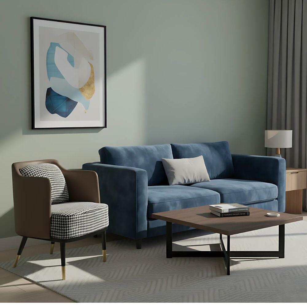 Beeds Bedroom Accent Chair with Houndstooth Upholstery, Modern Armchair, Comfortable Seating for Living Room & Bedroom, Sturdy Designer Legs